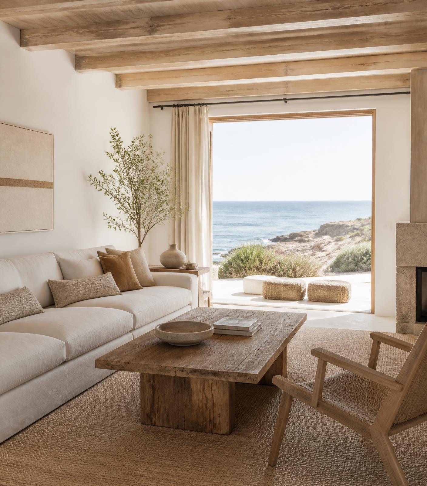 Interior claro e elegante de uma casa na costa portuguesa