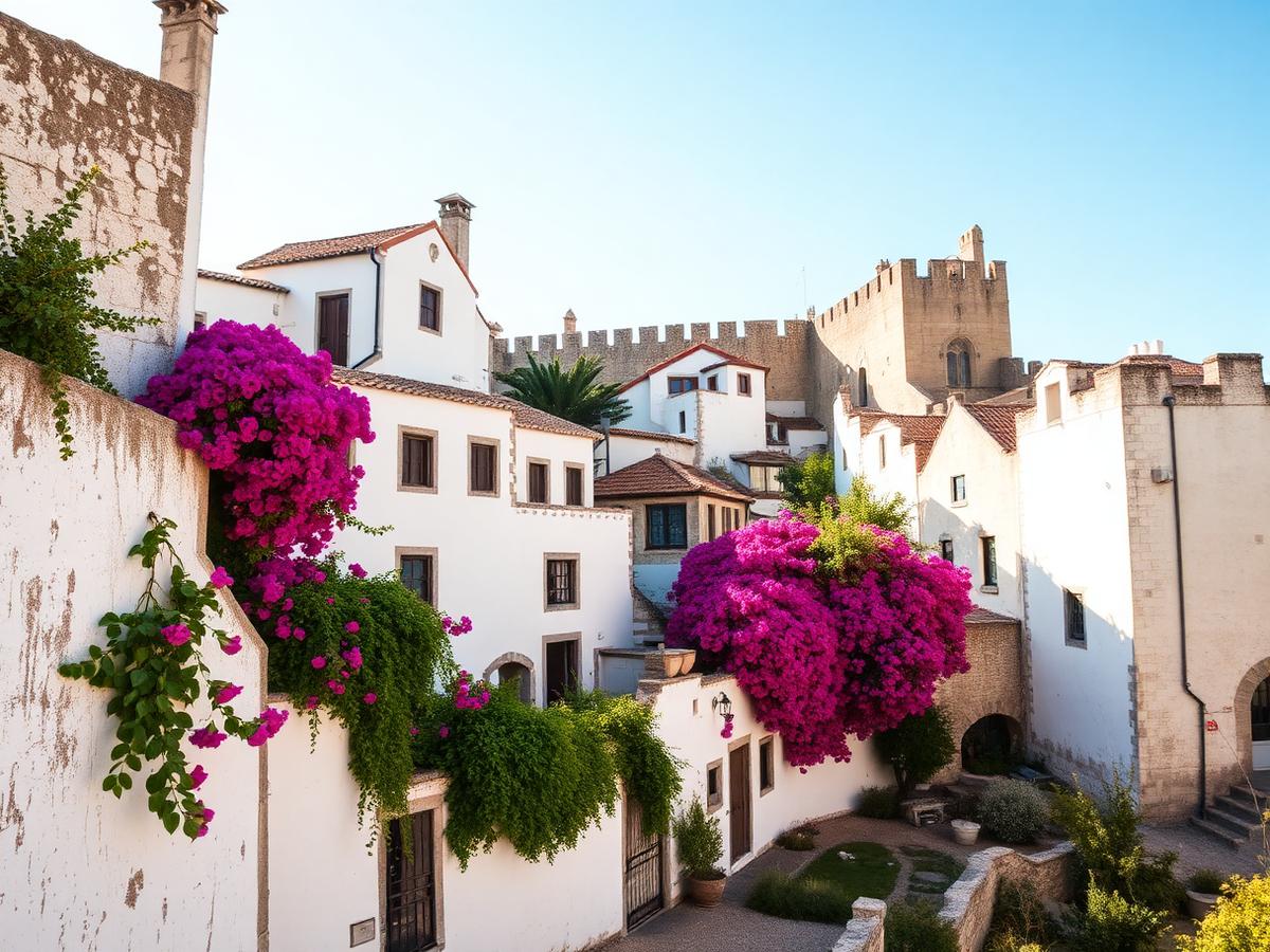Casas brancas e muralha do castelo de Óbidos